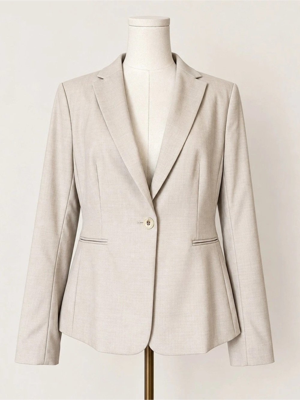 H&M Beige Cream Tailored One Button Blazer Women’s M Minimalist Career